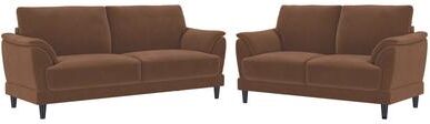 Coaster Selma 2-Piece Velvet Upholstered Crescent Arm Sofa Set Rust