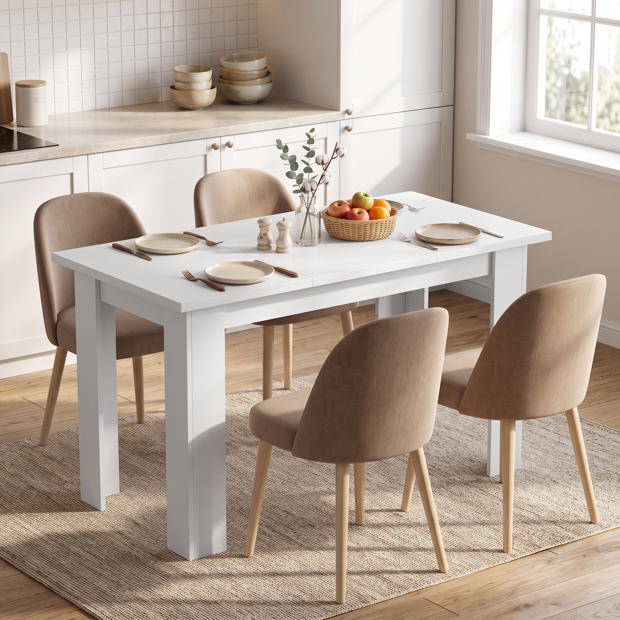 Homcom Tavolo da Pranzo Moderno con Contenitore 120 cm, Bianco   Aosom Italy