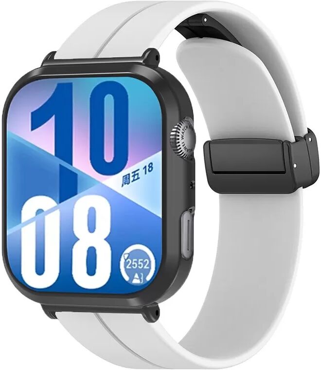 INF Weißes Silikonarmband kompatibel mit Huawei Band FIT 4 - Magnetverschluss, Schwarz