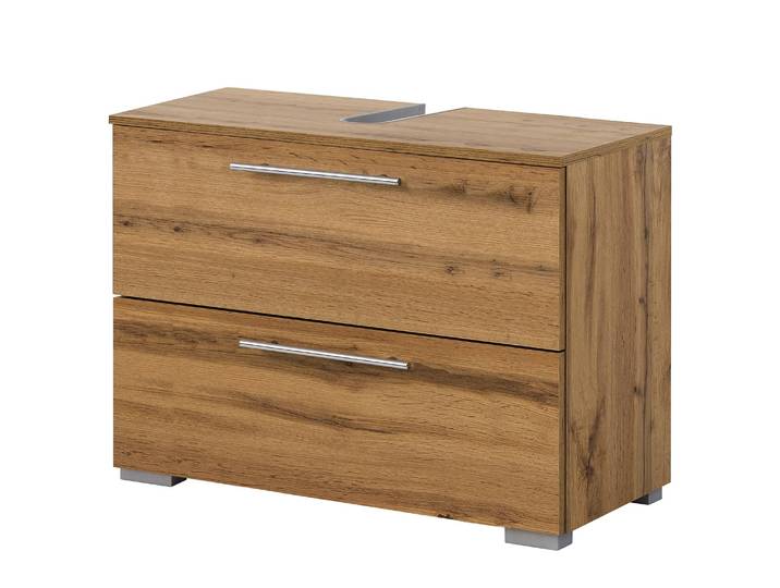 Meuble sous lavabo Carlos 80cm Marron/Imitation chêne Maison de campagne