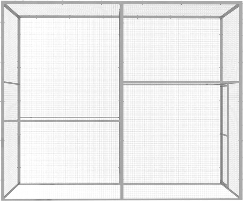 vidaXL Jaula para gatos acero galvanizado 3x1,5x2,5 m Plateado