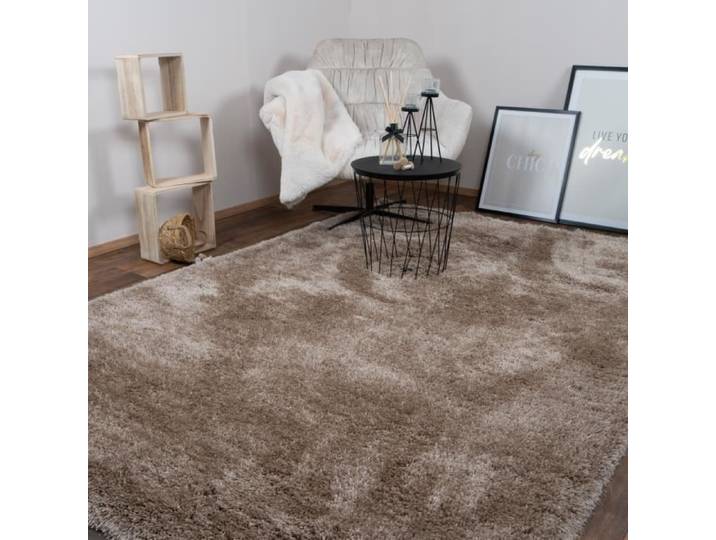 CONSILIO CONCEPT 80 x 150 Tapis Salon Beige Mona Shaggy à poils longs fait main moderne