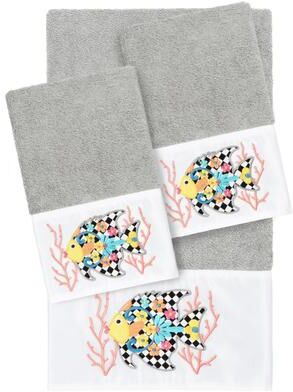 Authentic Hotel and Spa 100% Turkish Cotton FELIZ 3PC Embellished Towel Set