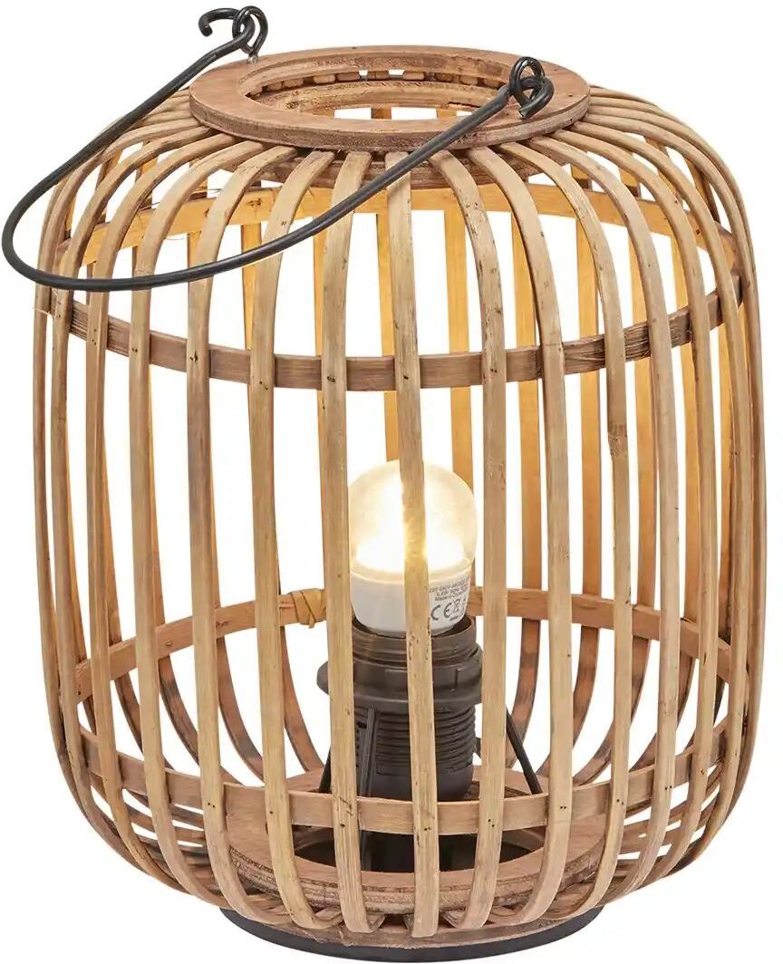 Höffner Tischleuchte  1-flammig  Holzlamellen  Woven ¦ braun ¦ Maße (cm): H: 25  Ø: 22