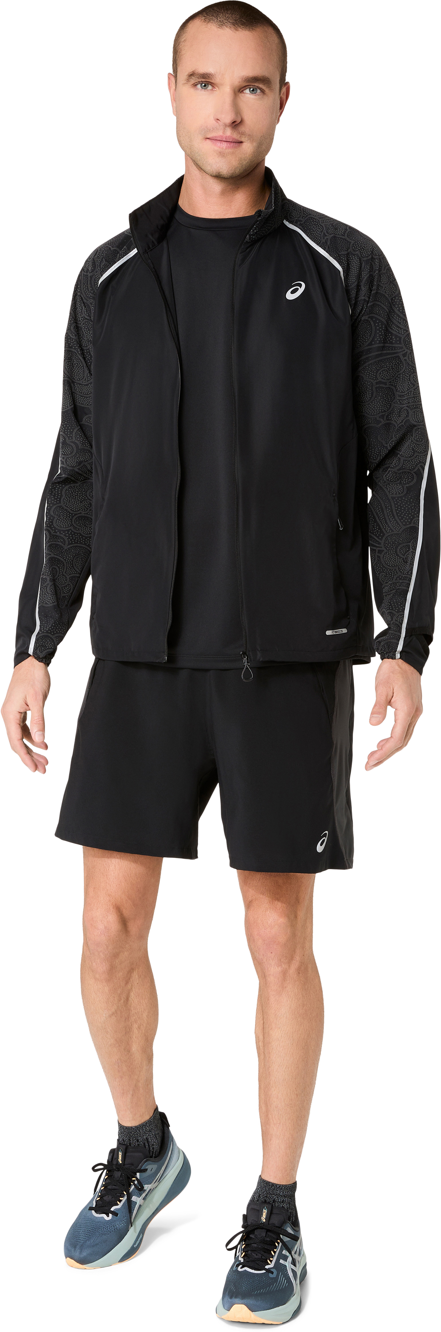 Laufjacke ASICS "ROAD LITE-SHOW JACKET", Herren, Gr. S, schwarz (performance schwarz), Obermaterial: 100% Polyester, Jacken Laufjacke, Atmungsaktiv, Reflektierend, Smartphone-Fach performance schwarz S