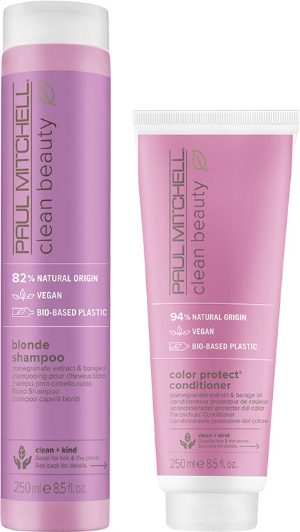 Paul Mitchell Clean Beauty Blonde Shampoo 250ml and Color Protect Cond