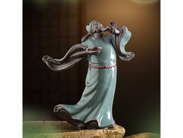 Statue de décoration Li Bai du poète de la dynastie Tang des Prairies, souvenir en céramique, statue d'art pour la maison, le bureau, le salon de thé