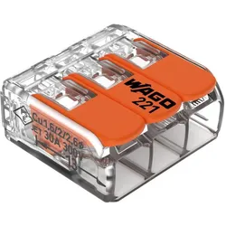 Wago, Kabelverbindung, COMPACT-Verbindungsklemme mit Hebel 3-Leiter, 6mm2, 10 Stück, 221-613