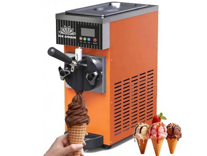 lealovengzh Softeismaschine Kommerzielle/Home -1 Sorte FüR Gewerbe & Privathaushalte, 4–5L/H Produktionsleistung, LCD-Touchpanel Mit Auto-Reinigungs, TischgeräT Aus Edelstahl Orange