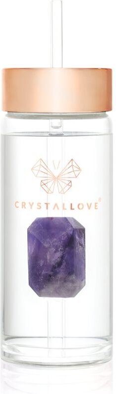 Crystallove Amethyst Straw Water Bottle Vandflaske med sugerør 1 stk.