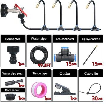 LightInthebox Outdoor Misting Cooling System with Adjustable 360° Misting Nozzles, Automatic Irrigation Watering System for Garden, Patio, Greenhouse, Cooling Humidifying