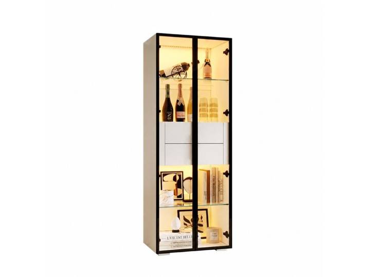 Vitrine blanche avec LED meuble vitrine en verre trempé 60x40x160 cm MDF