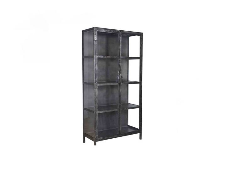 KAWOLA Highboard ARLES, Highboard Vitrine Metall schwarz 2 Türen 90x190x40 cm