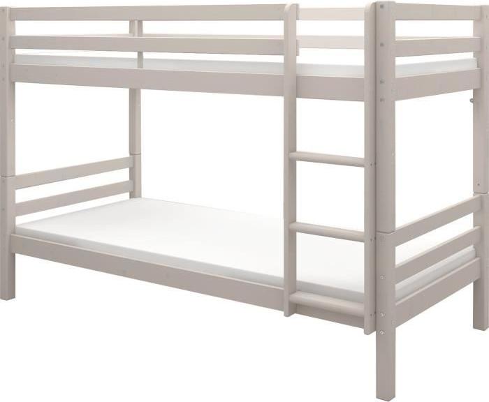 Trennbares Etagenbett für Kinder - 2x 90 x 200 cm - Kiefer massiv hellgrau - Inklusive Lattenrost - ANDO