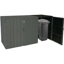 1er WPC-Mülltonnenverkleidung Erweiterung MCW-J28, Premium Mülltonnenbox, Metall Holzoptik ~ anthrazit