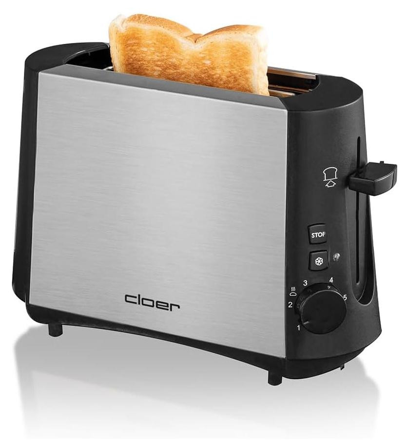 Cloer Toaster 3890, roestvrij staal, mat zwart