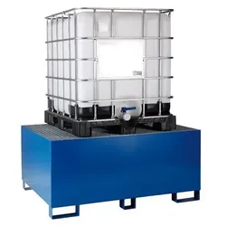 Hardwex IBC-Auffangwanne mit Gitterrost, unterfahrbar, lackiert, für 1 x 1000 l IBC