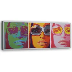 WANDBILD farbiges gesicht einer frau mit brille