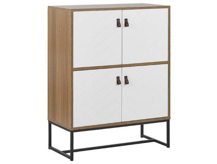 Commode effet bois clair et blanche 4 portes NUEVA