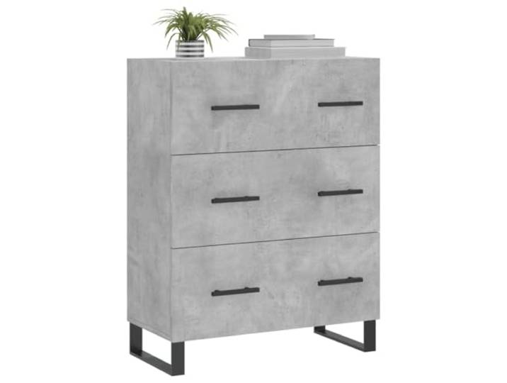 KTHLBRH Anrichte grau Beton 69,5 x 34 x 90 cm Holz mehrschichtig 3 Schubladen, Ausstellungsfläche, Füße aus Metall, stabil, kippsicher