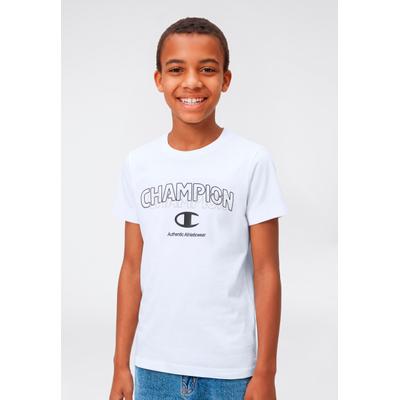 T-Shirt CHAMPION "Graphic T-Shirt", Jungen, Gr. XXL (176), wht, Obermaterial: 100% Baumwolle, normal, Rundhals, Shirts T-Shirt, für Kinder, sportlicher Stil, Kurzarm, Rundhalsausschnitt