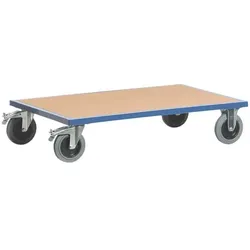 ROLLCART Plattformwagen 100x70 cm Holz-Ladefläche blau, 106x28.5x70 cm