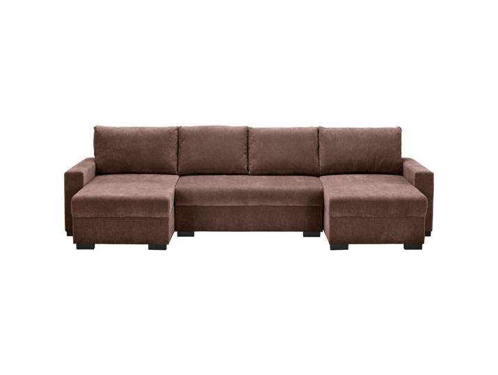 Ti'me Wohnlandschaft, Dunkelbraun, Kunststoff, 3-Sitzer, Füllung: Schaumstoff, U-Form, 328x140 cm, Liegefunktion, Rücken echt, Wohnzimmer, Sofas & Couches, Wohnlandschaften, Wohnlandschaft U-Form