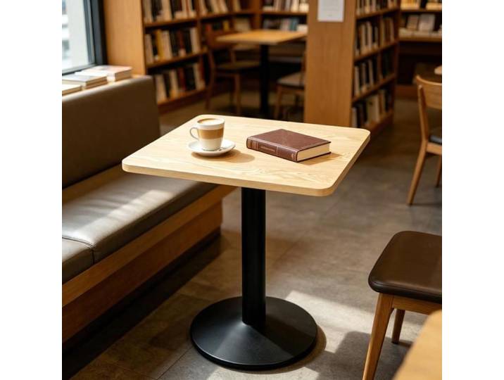 LVHCMFOHM Table de Bistrot Carrée Table à Manger en Bois Design Industriel Pied Central Noir 60x60x72 cm pour bar/restaurant