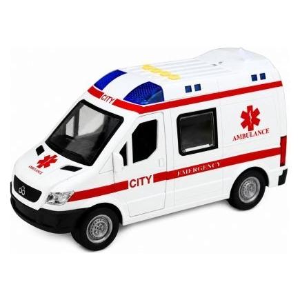 Lean Toys Spielzeug-Krankenwagen mit Trage, Scheinwerfern und Geräuschen, weiss, Massstab 1:10 (LEA30847-uniw)