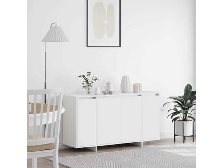 RJPLMFV Anrichte, weiß, 135 x 41 x 75 cm, aus Holz Scharniertüren, Regalbretter, Aufbewahrung für Geschirr, minimalistisches Design für Wohnzimmer