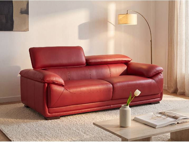 Ledersofa 3-Sitzer - Rot - MACELO