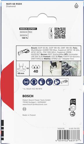 Bosch Accessories 2608902084 2608902084 Diamant Multitool-Schleifblatt 1 St.