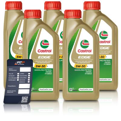 Castrol 5x 1 L EDGE 5W-30 M + Ölwechsel-Anhänger [Hersteller-Nr. 15F6DA]