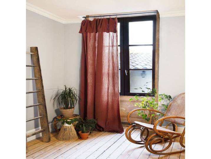 Rideau ajustable gaze de coton orange 140x300 cm