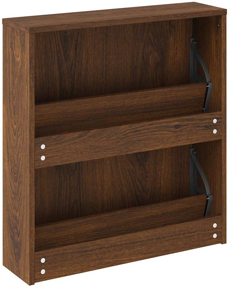vidaXL Armoire à chaussures miroir à 2 niveaux Chêne marron 63x17x67cm