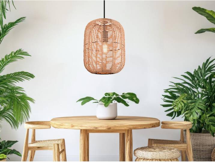 TRIO Trio Runa -riippuvalaisin 35 cm, E27, mattamusta/sisal