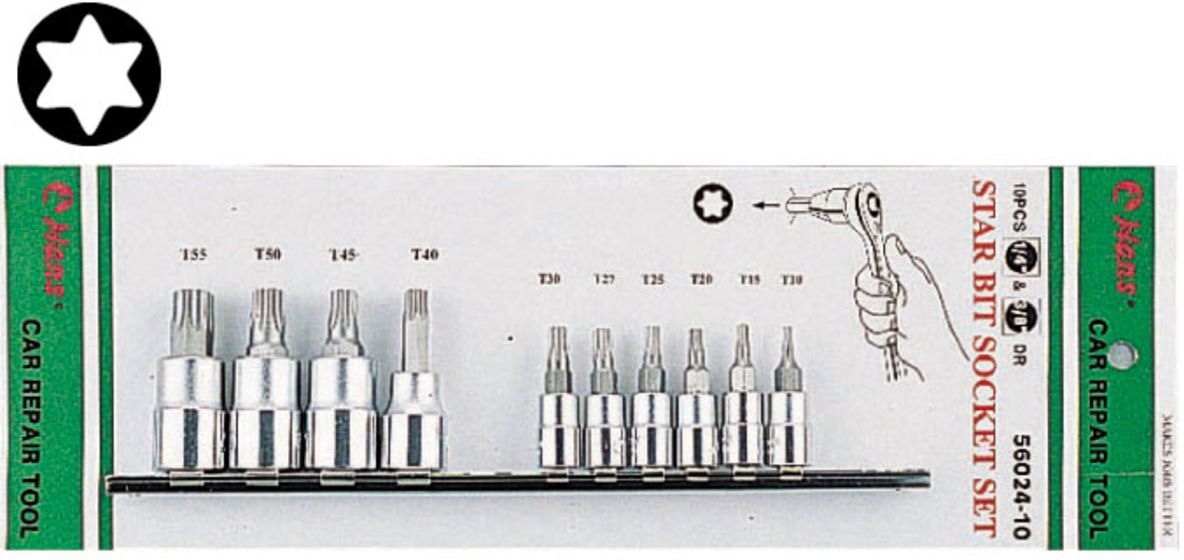 TORX-Stecknusssatz HANS 1/4 zoll, 3/8 zoll 10 Stück außen