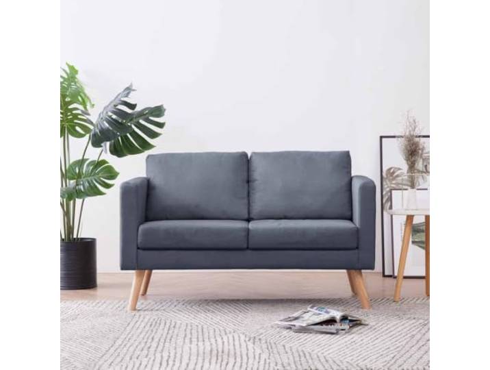HEFZGDB 2-Sitzer Sofa Stoff Dunkelgrau mit abnehmbaren Bezügen und robustem Holzgestell für höchsten Sitzkomfort und strapazierfähige Langlebigkeit