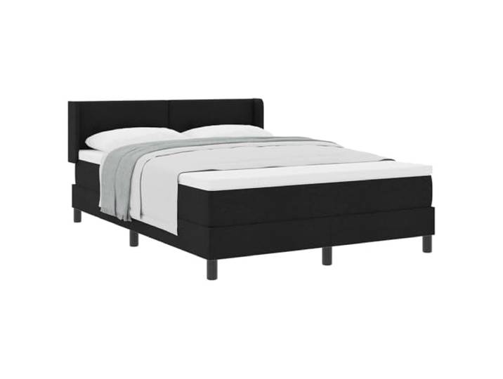 PUGYNBK Boxspringbett, 200 x 160 cm, Kopfteil, Schwarz Polyester und Massivholz, mittlere Festigkeit, verstellbares Kopfteil, 2 Höhen