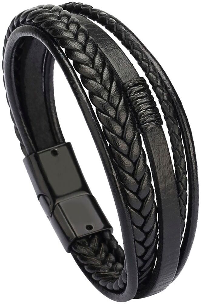 Lederarmband FIRETTI "Schmuck Geschenk Armschmuck Armkette", schwarz, Armbänder, Damen, 21,5cm, Leder Zink, Leder, Zink, Lederarmband, Made in Germany