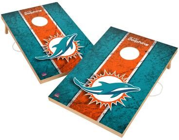 Skip's Garage Vintage Miami Dolphins NFL 2x4 Tailgate Cornhole Boards
