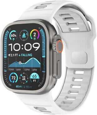 Everyday Crate Apple Watch Silicone Watch Band Checkered Reverse Buckle Adjustable Sport Strap white
