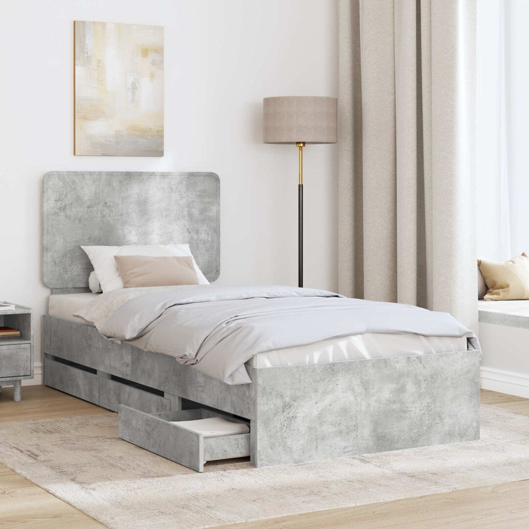 East Urban Home Bed Concrete Grey Small Single (2'6)