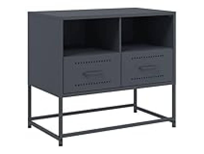 Helloshop26 Meuble TV multimédia étagère télévision Buffet téléviseur Salle à Manger Salon Chambre 68 x 39 x 60,5 cm Acier Anthracite 02_0026404