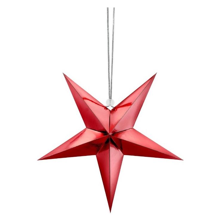 Partydeco Roter Papierstern (30cm) (1 Stk.) (GWP1-019ME)