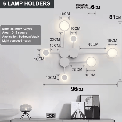Inspire Curations Nordic Modern Minimalist LED Wall Sconce 6 Heads White warm