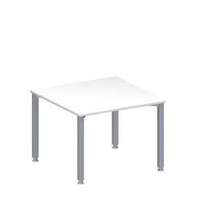 Schäfer Shop Genius Anbautisch MODENA FLEX, höhenverstellbar, Quadrat-Form, 4-Fuß-Quadratrohr, B 1000 x T 1000 mm, weiß