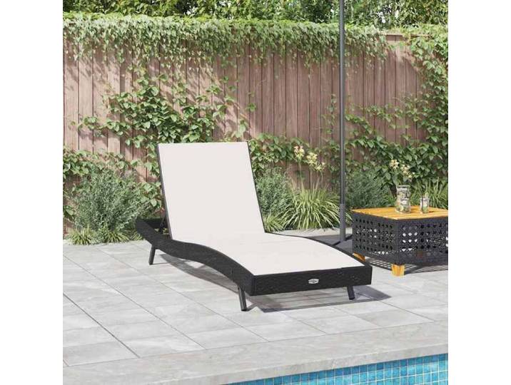 Noir Siège de jardin - Transat - 1 PC - Noir et Blanc 197x70x82 cm polyrotin C218