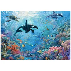 FOTOTAPETE Ozean Korallenriff Blau 200x140 cm