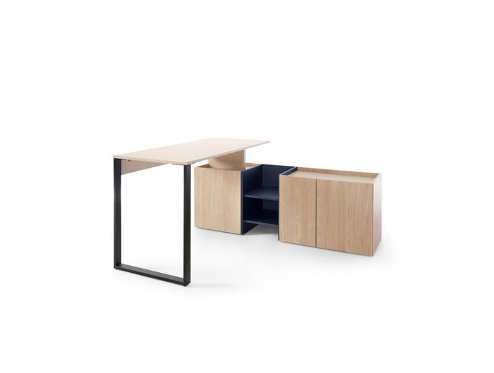 Deine Möbel 24 Kinderschreibtisch Sorento 08 multifunktional in Sandbeige/Geölte Eiche/Royalblau, Beige, Eichefarben, Dunkelblau, 249x75x135 cm, Babymöbel & Kindermöbel, Kinderzimmer & Jugendzimmer, Kinderschreibtische